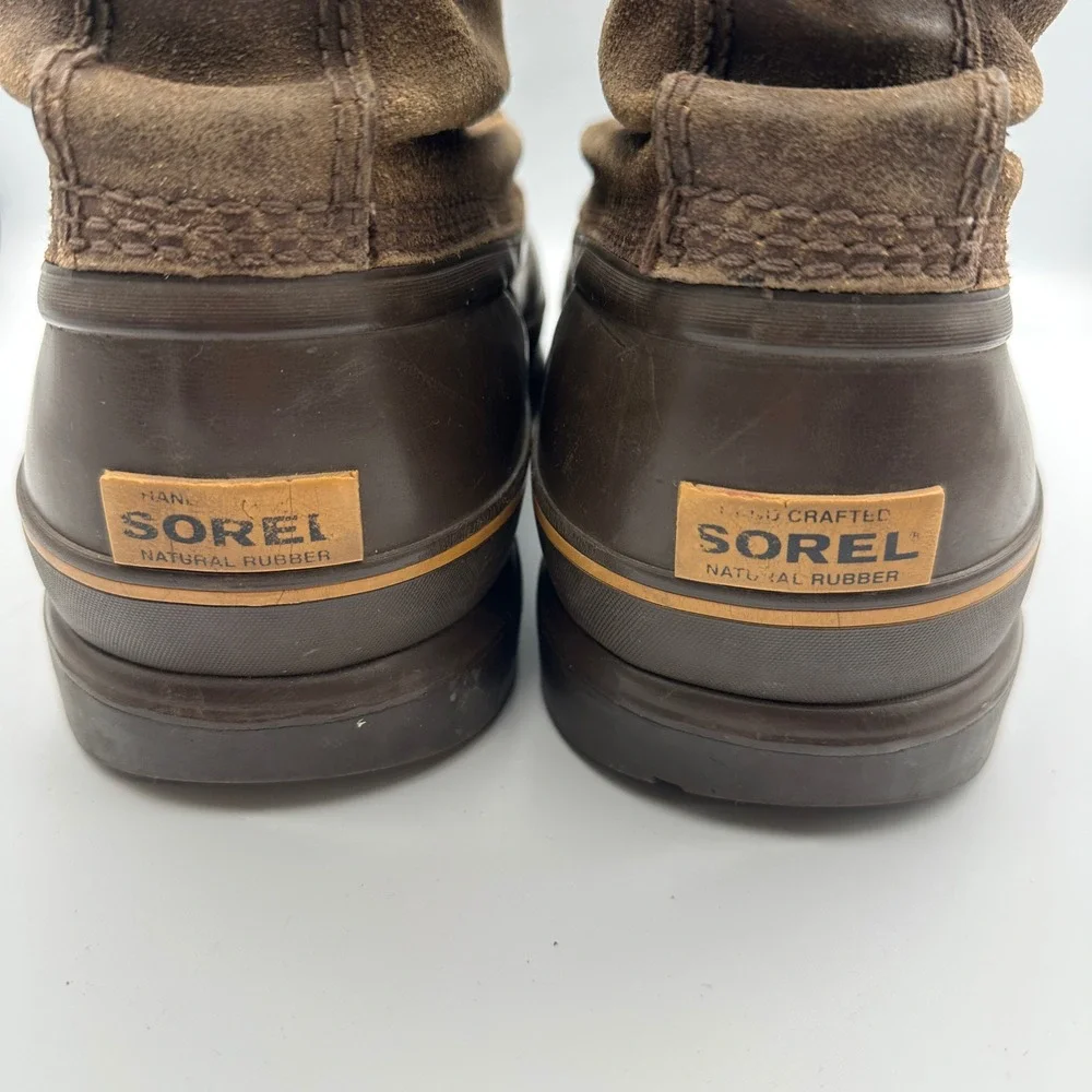 Sorel Mounty Brown Leather Insulated Snow Duck‎ Boots NM1085-219 Mens Sz 11 Vtg